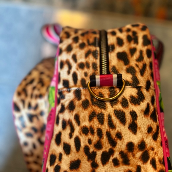 Betsey Johnson Pink and Brown Pickle Ball Bag with Leopard Print - Picture 3 of 16